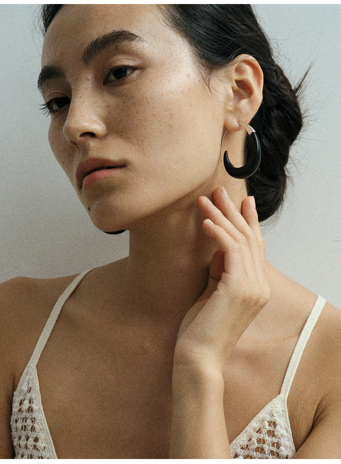 Moon Shadow Ebony Copper-Plated Silver Hoops