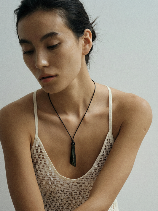 Geometric Cut Ebony Pendant