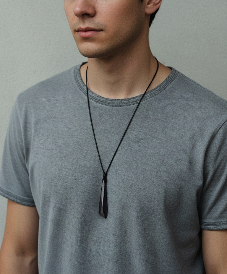 Geometric Cut Ebony Pendant