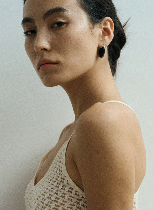 Dome Series Copper-Plated Silver & Wood Earrings (S925 Ear Pins)