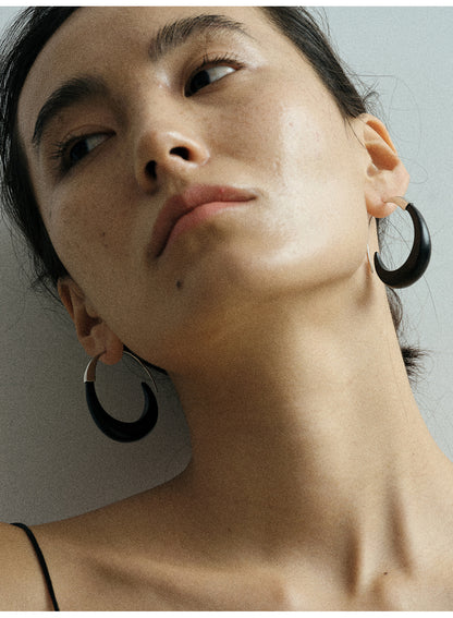 Moon Shadow Ebony Copper-Plated Silver Hoops