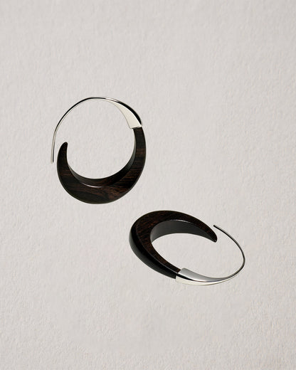 Moon Shadow Ebony Copper-Plated Silver Hoops
