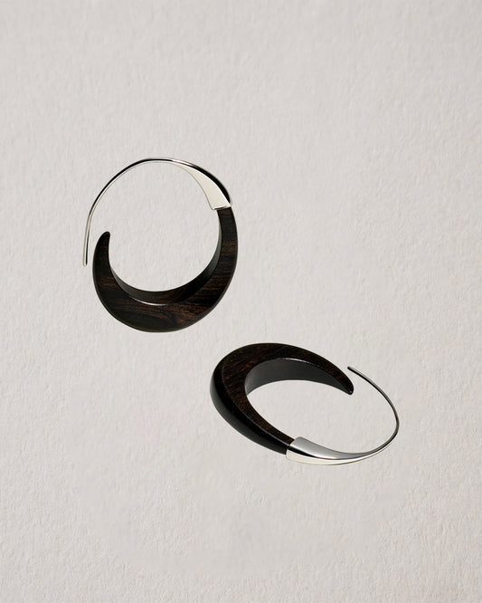 Moon Shadow Ebony Copper-Plated Silver Hoops