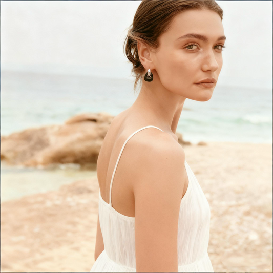 ‌Vintage-Inspired Copper-Plated Ebony Earrings