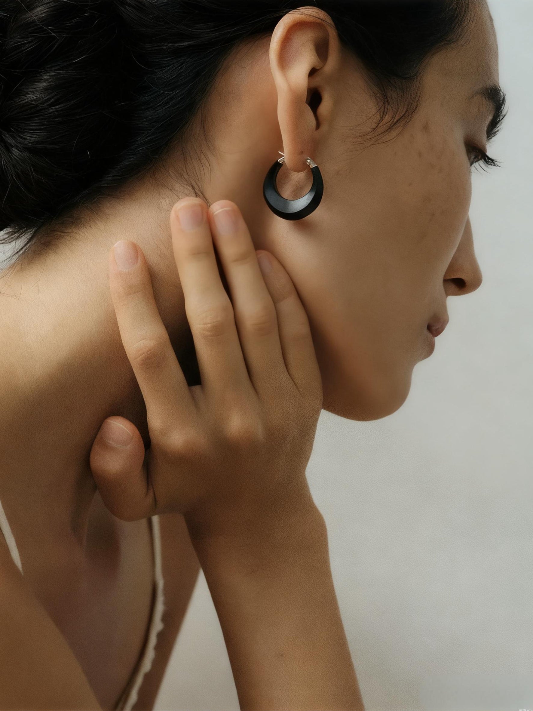 Dome Series Copper-Plated Silver & Wood Earrings (S925 Ear Pins）