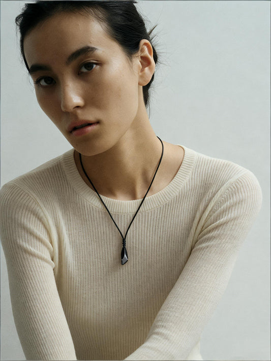 Geometric Cut Ebony Pendant