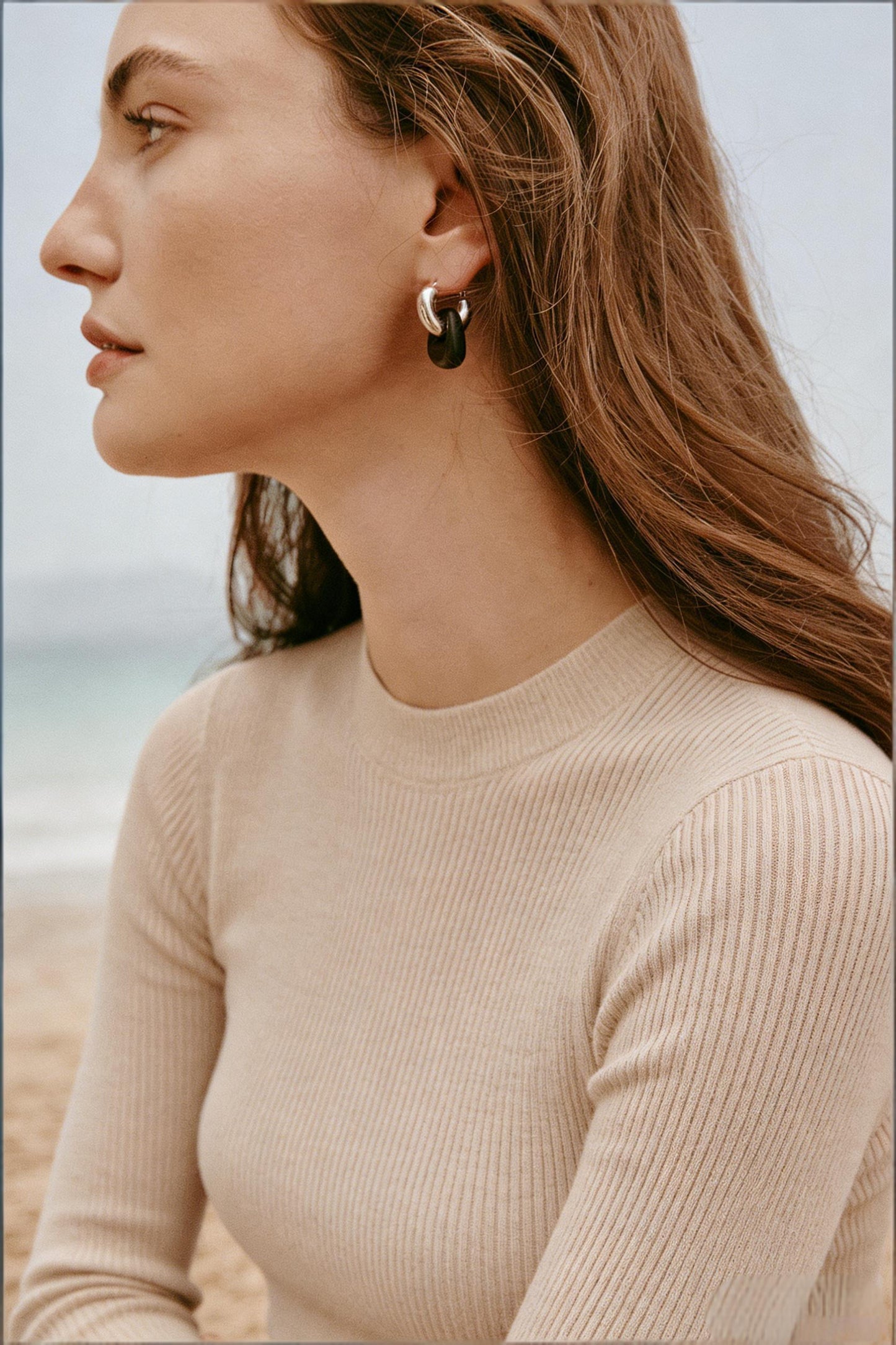 ‌Vintage-Inspired Copper-Plated Ebony Earrings