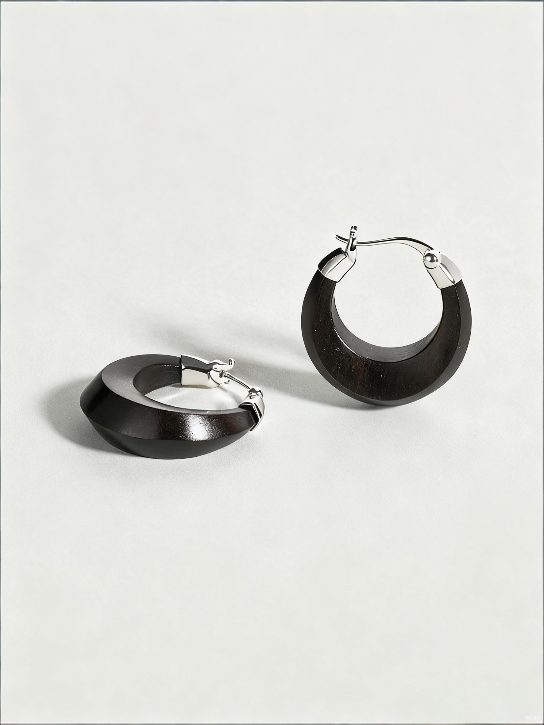 Dome Series Copper-Plated Silver & Wood Earrings (S925 Ear Pins）