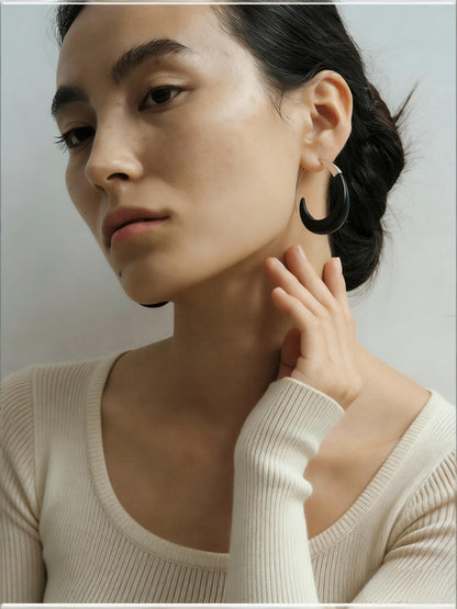 Moon Shadow Ebony Copper-Plated Silver Hoops